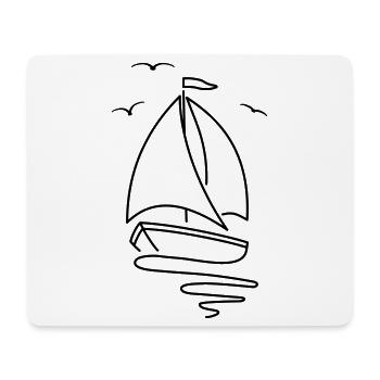 Voilier avec deux voiles et un drapeau au sommet. - Tapis de souris (format paysage) - blanc - Devant