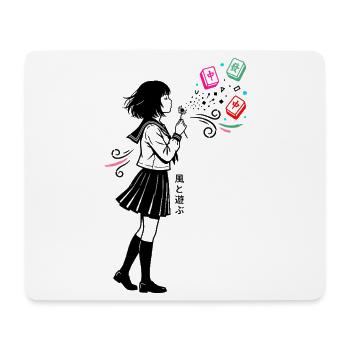 Mahjong Mädchen Japanisches Design - Mousepad (Querformat) - Weiß - Vorne