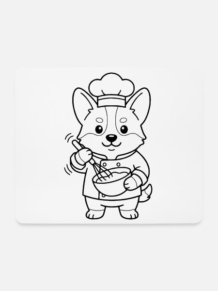 Niedlicher Corgi-Koch Kochplan Ästhetisches Hundegeschenk - Mousepad (Querformat) - Weiß