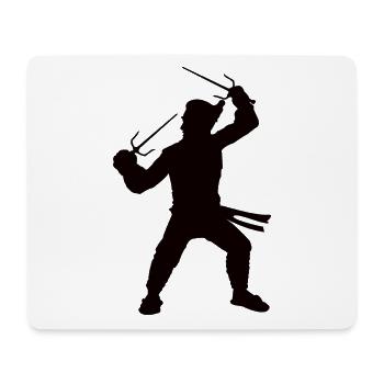 Moine maître de la conception de silhouettes d’arts martiaux - Tapis de souris (format paysage) - blanc - Devant