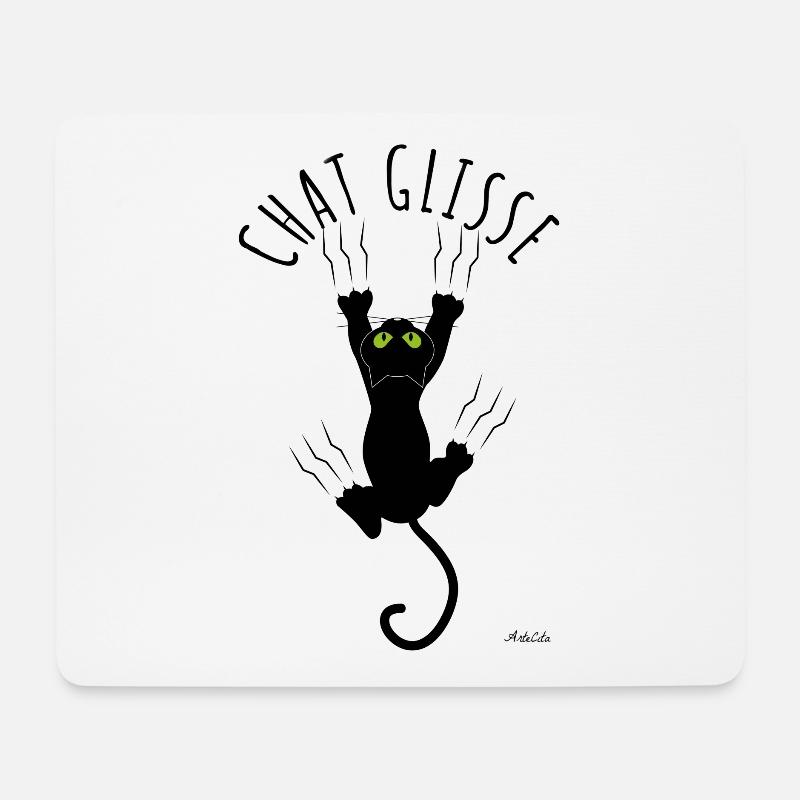 Chat Glisse - Tapis de souris (format paysage) - blanc
