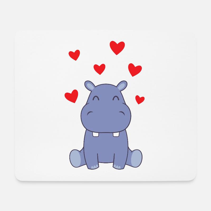 Hippo Liebe - Mousepad (Querformat) - Weiß