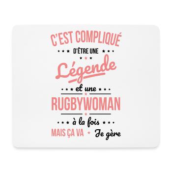 Compliqué d'être une légende et une rugbywoman - Tapis de souris (format paysage) - blanc - Devant