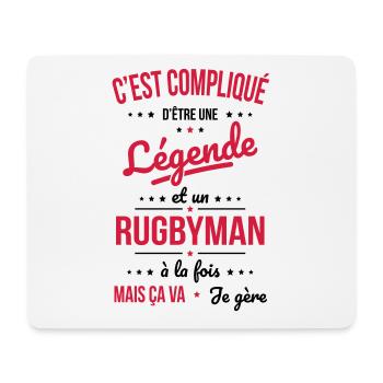 Compliqué d'être une légende et un rugbyman - Tapis de souris (format paysage) - blanc - Devant