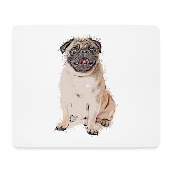 Pug Dog Pet Animal Cartoon Comic Style - Mouse Pad (horizontal) - white - Front
