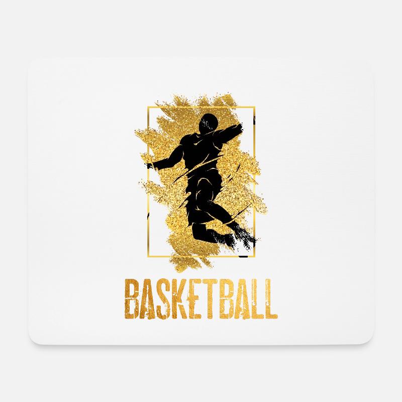 Basketball Basketballspieler Dunking Gold Splash - Mousepad (Querformat) - Weiß