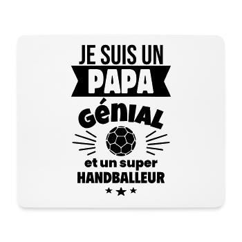 Papa génial & handballeur – idée fête des pères - Tapis de souris (format paysage) - blanc - Devant