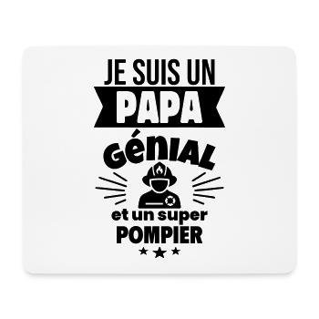 Papa génial & pompier – idée fête des pères - Tapis de souris (format paysage) - blanc - Devant