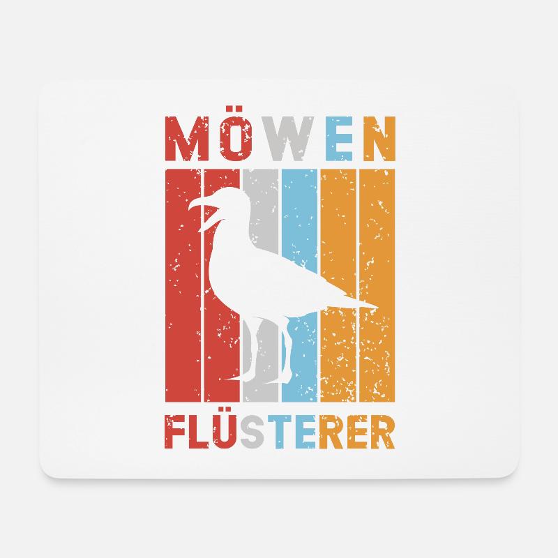 Möwen Flüsterer Möwe Nordsee Ostsee Vintage - Mousepad (Querformat) - Weiß