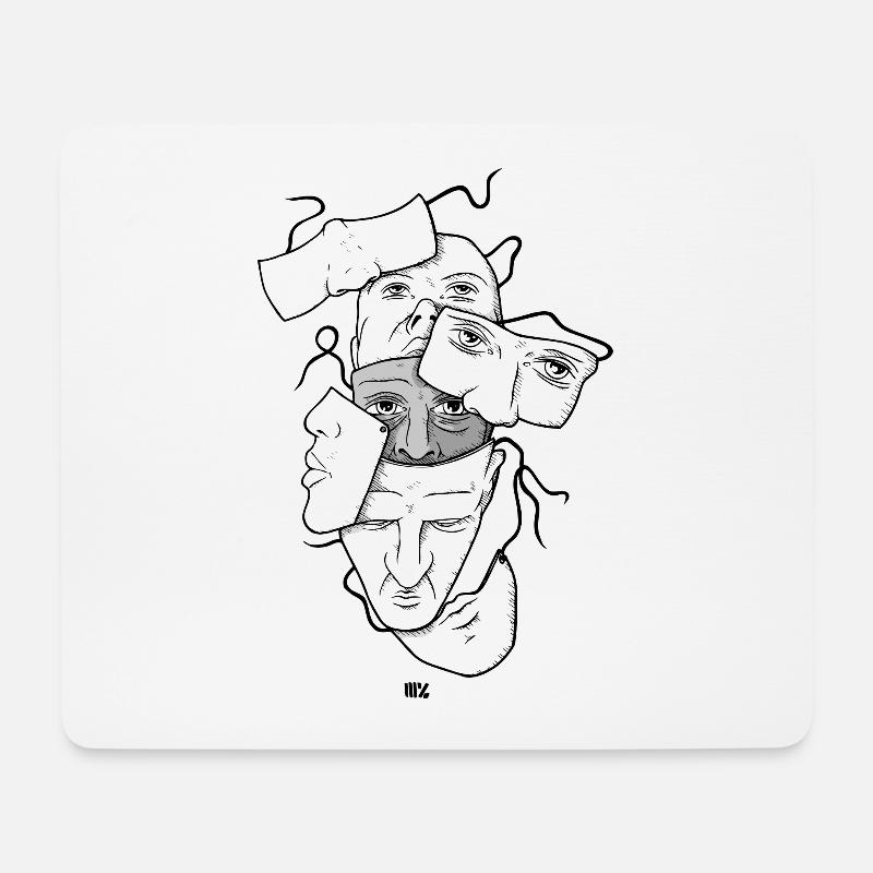 Masken / black and white - Mousepad (Querformat) - Weiß