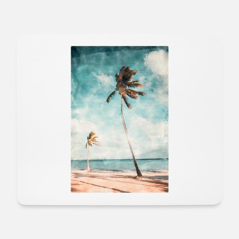 Wunderschöner Traum Strand in Aquarell gemalt - Mousepad (Querformat) - Weiß