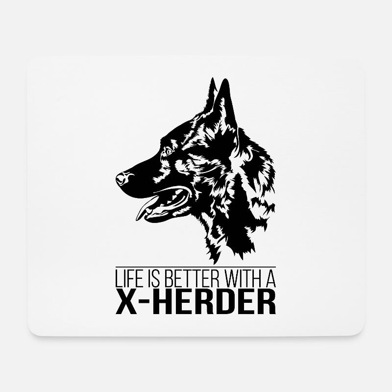 X-HERDER life is better Hollandse Herder Wilsigns - Mousepad (Querformat) - Weiß