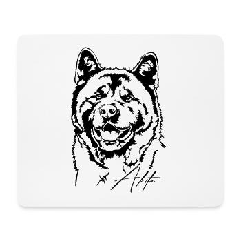 Américain AKITA Chien Portrait Wilsigns - Tapis de souris (format paysage) - blanc - Devant