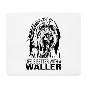 Wäller la vie est meilleure Dog Saying Wilsigns - Tapis de souris (format paysage) - blanc - Devant
