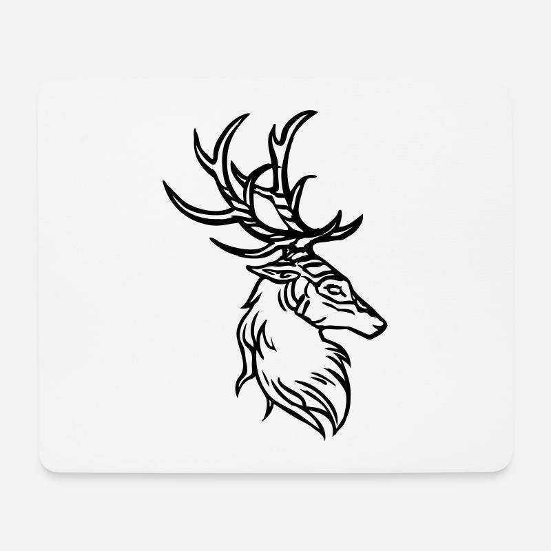 Deer head tribal - Mouse Pad (horizontal) - white