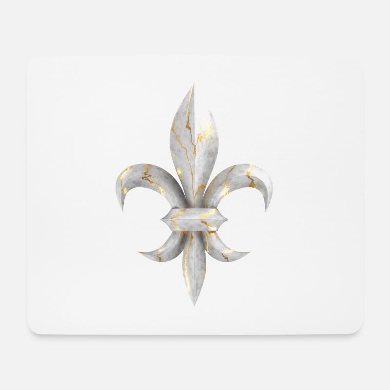 Fleur de Lys / Fleur de Lis Marmor mit Goldadern - Mousepad (Querformat) - Weiß