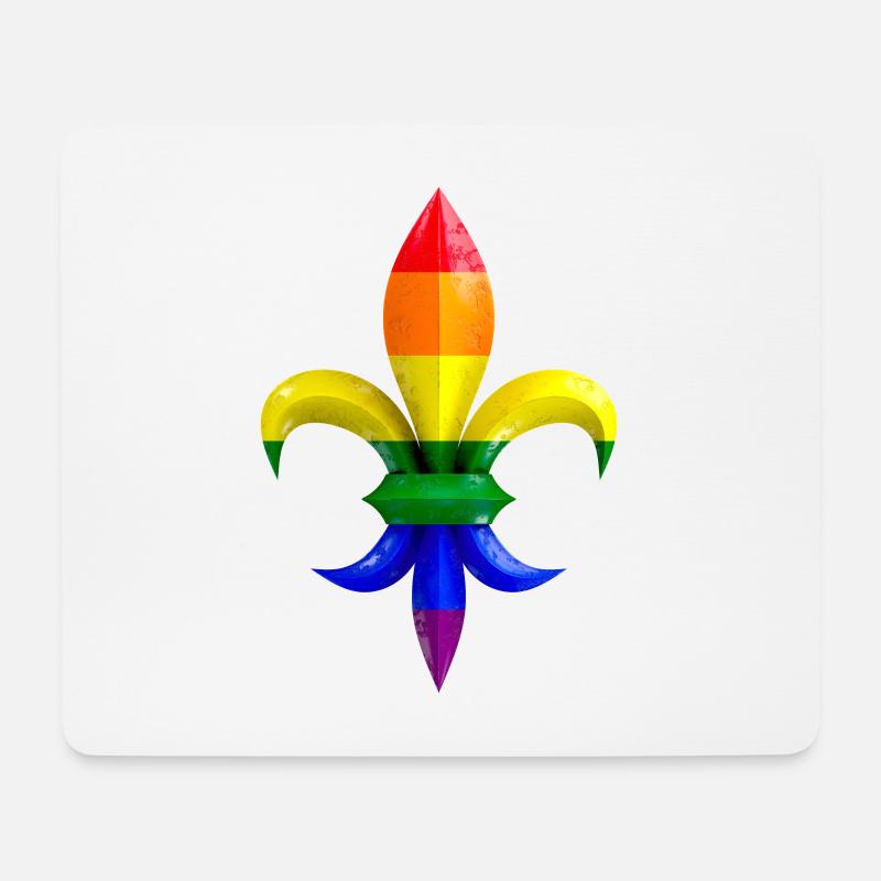 Fleur de Lys / Fleur de Lis Marmor mit Regenbogen - Mousepad (Querformat) - Weiß