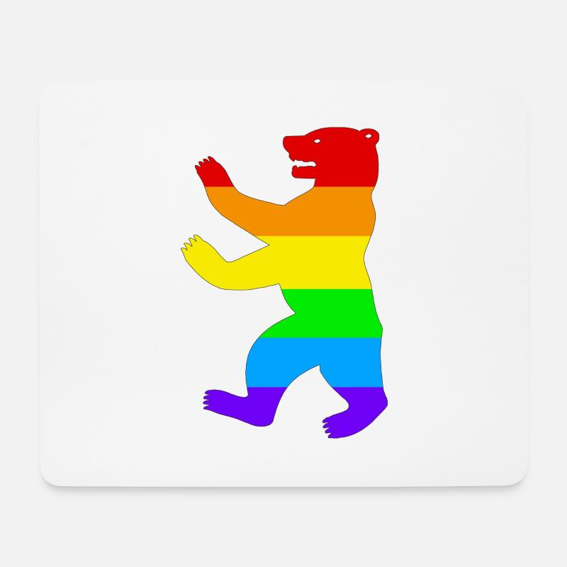 Berliner Bär / Pride Bear / Regenbogen - Mousepad (Querformat) - Weiß