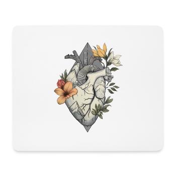 Anatomical heart with flowers and mountains - Mouse Pad (horizontal) - white - Front