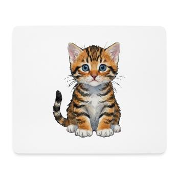 Katzenbaby aquarell getigertes Kätzchen Geschenk  - Mousepad (Querformat) - Weiß - Vorne