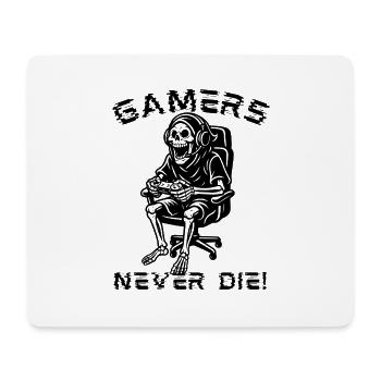 Gamers Never Die – Gamer Skeleton Design - Mouse Pad (horizontal) - white - Front