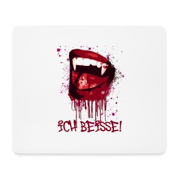 beissen, ich beisse,halloween,vampir,mund,blut - Mousepad (Querformat) - Weiß - Vorne
