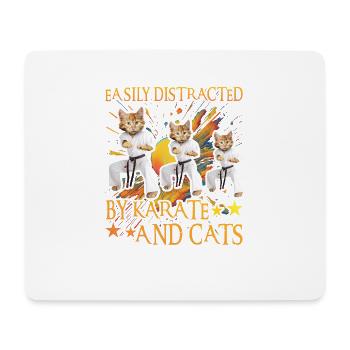 Facilement distrait par le karaté et les chats - Tapis de souris (format paysage) - blanc - Devant