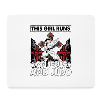 This Girl läuft auf Jesus und Judo - Mousepad (Querformat) - Weiß - Vorne