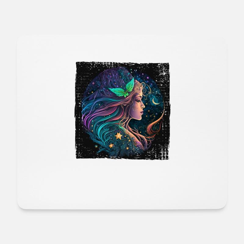 Jungfrau Sternezeichen Aquarell Watercolor Boho - Mousepad (Querformat) - Weiß