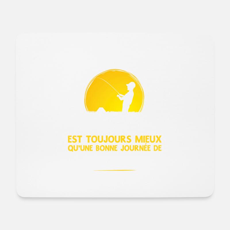 "Travail ou Pêche" - Tapis de souris (format paysage) - blanc