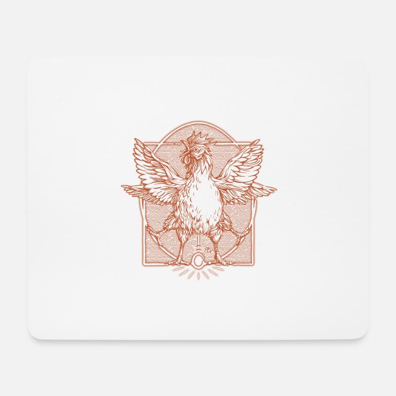 Der Hahn Vitruve3 - Mousepad (Querformat) - Weiß