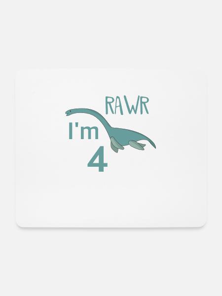 Zum 4 Geburtstag für Jungs Mädchen Elasmosaurus - Mousepad (Querformat) - Weiß