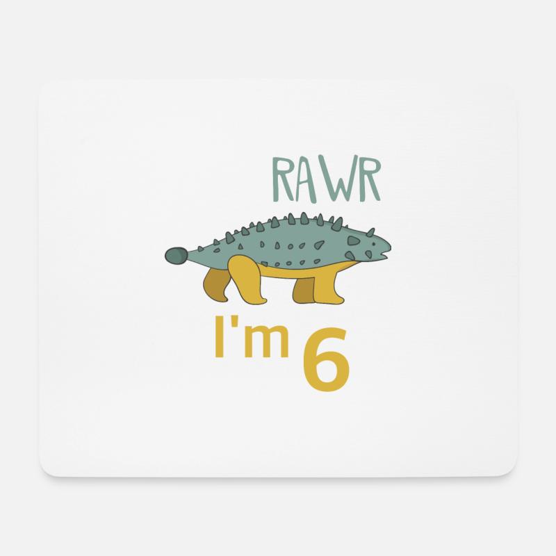 Zum 6 Geburtstag für Jungs Mädchen Ankylosaurus - Mousepad (Querformat) - Weiß