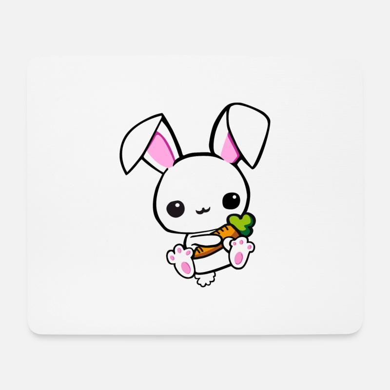 kleiner Hase mit Möhre - Mousepad (Querformat) - Weiß