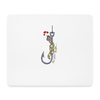 Pêche crochet ver poisson pêche drôle de poisson - Tapis de souris (format paysage) - blanc - Devant