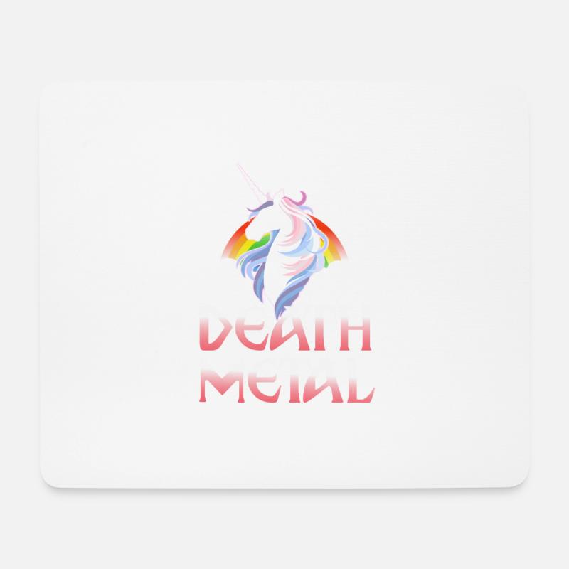 Death Metal - magical rainbow unicorn - Mousepad (Querformat) - Weiß