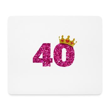 Couronne de paillettes d'anniversaire de 40 ans de paillettes des années 1980 - Tapis de souris (format paysage) - blanc - Devant