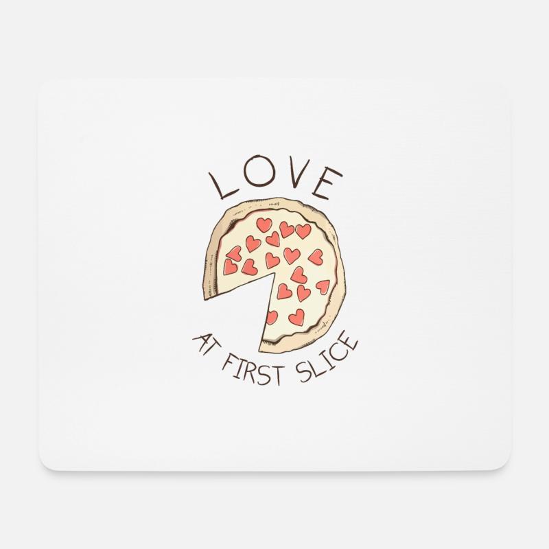 Pizza Love At First Slice - Mousepad (Querformat) - Weiß