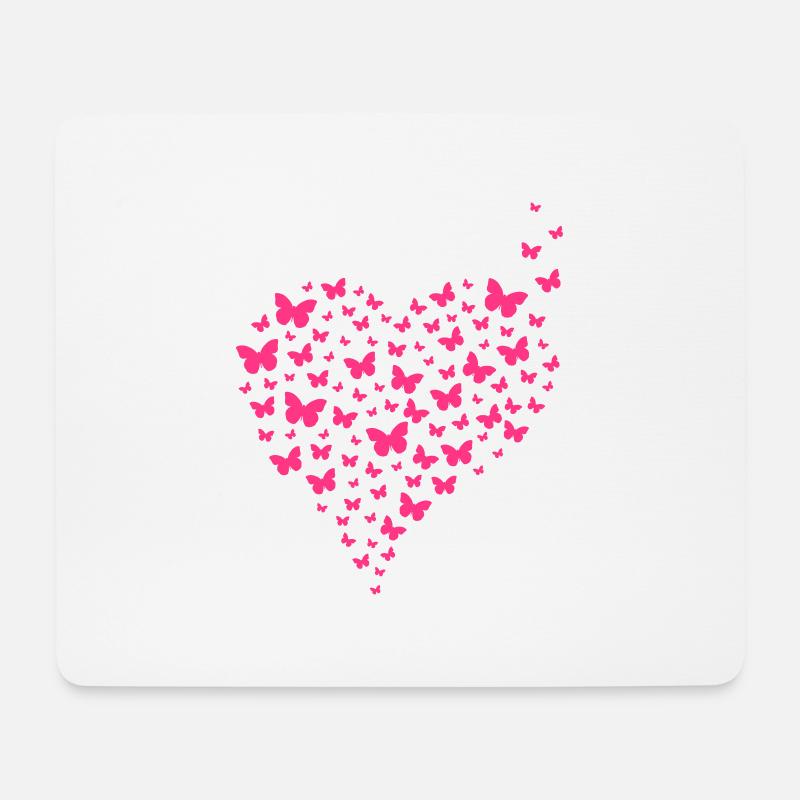 Herz aus Schmetterlingen 2 - Farbe änderbar - Mousepad (Querformat) - Weiß