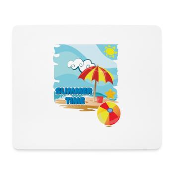Summer time on the beach with umbrella on vacation - Mouse Pad (horizontal) - white - Front