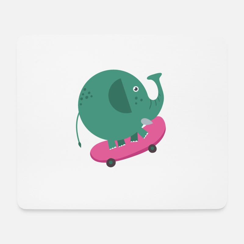 Skater Elefant - Mousepad (Querformat) - Weiß