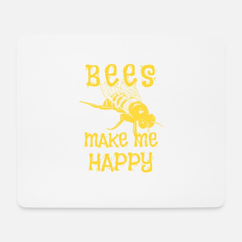 Bees make me happy, Bienen, Imker, Geschenk - Mousepad (Querformat) - Weiß