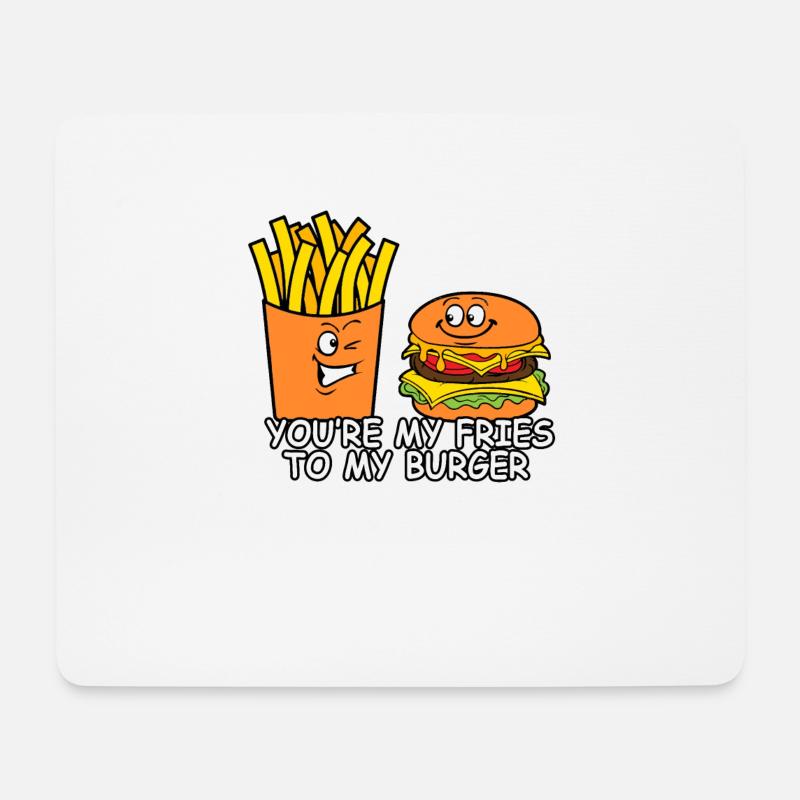 Burger mit Pommes Fast Food Essen Hamburger - Mousepad (Querformat) - Weiß