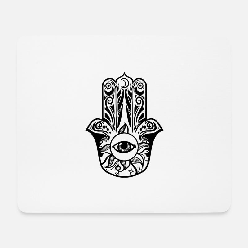 Khamsa - Hamsa - Main - Amulette - Cinq - Protection - Tapis de souris (format paysage) - blanc