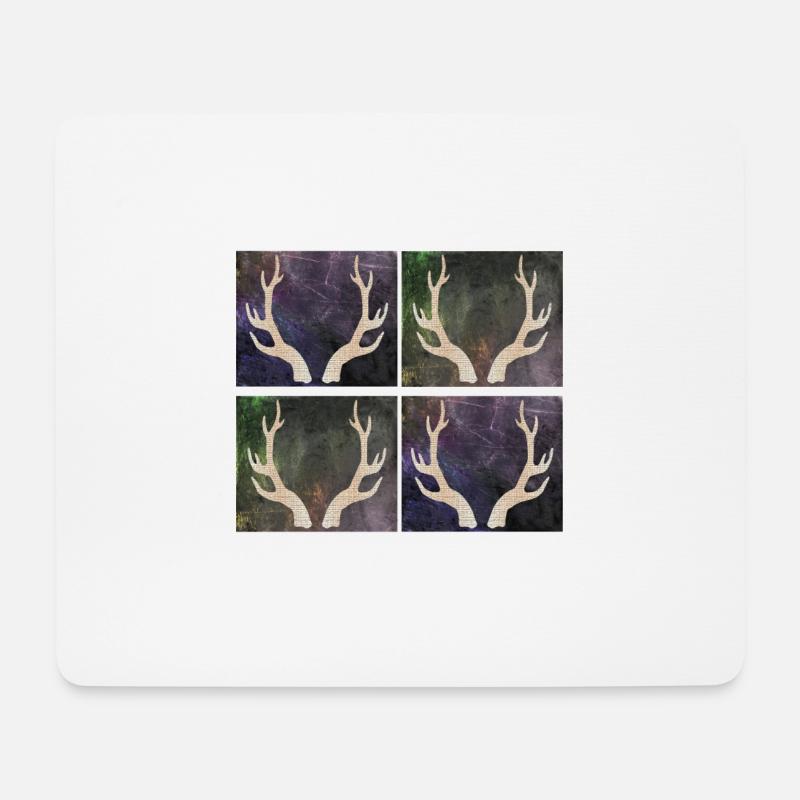 Hirschgeweih - Mousepad (Querformat) - Weiß