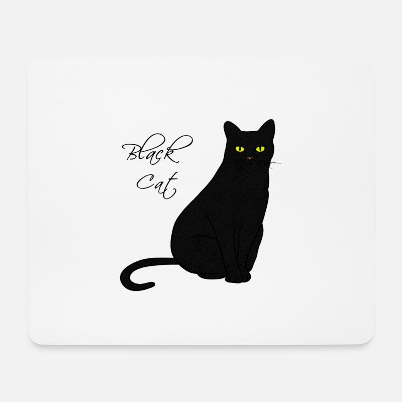 Black Cat - Mousepad (Querformat) - Weiß