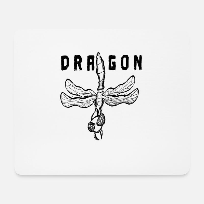 Libelle Insekt mit Dragon Aufschrift - Mousepad (Querformat) - Weiß