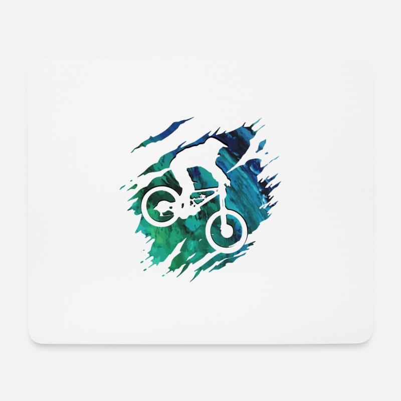 VTT - Mountainbiker Downhill cadeau - Tapis de souris (format paysage) - blanc