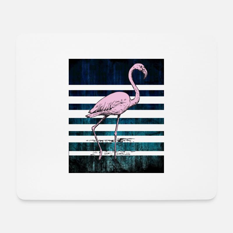 Rosa Flamingo - Mousepad (Querformat) - Weiß