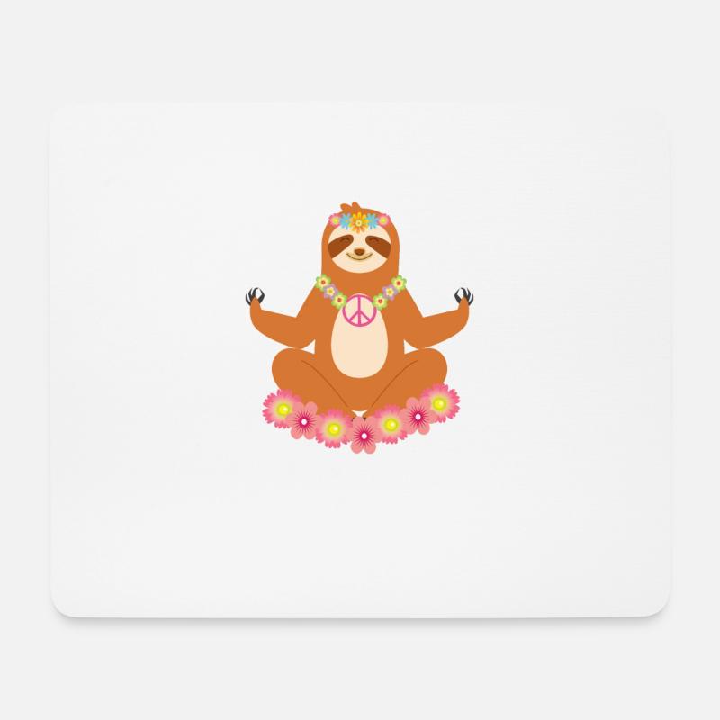 Funny Hippie Sloth Yoga - Tapis de souris (format paysage) - blanc